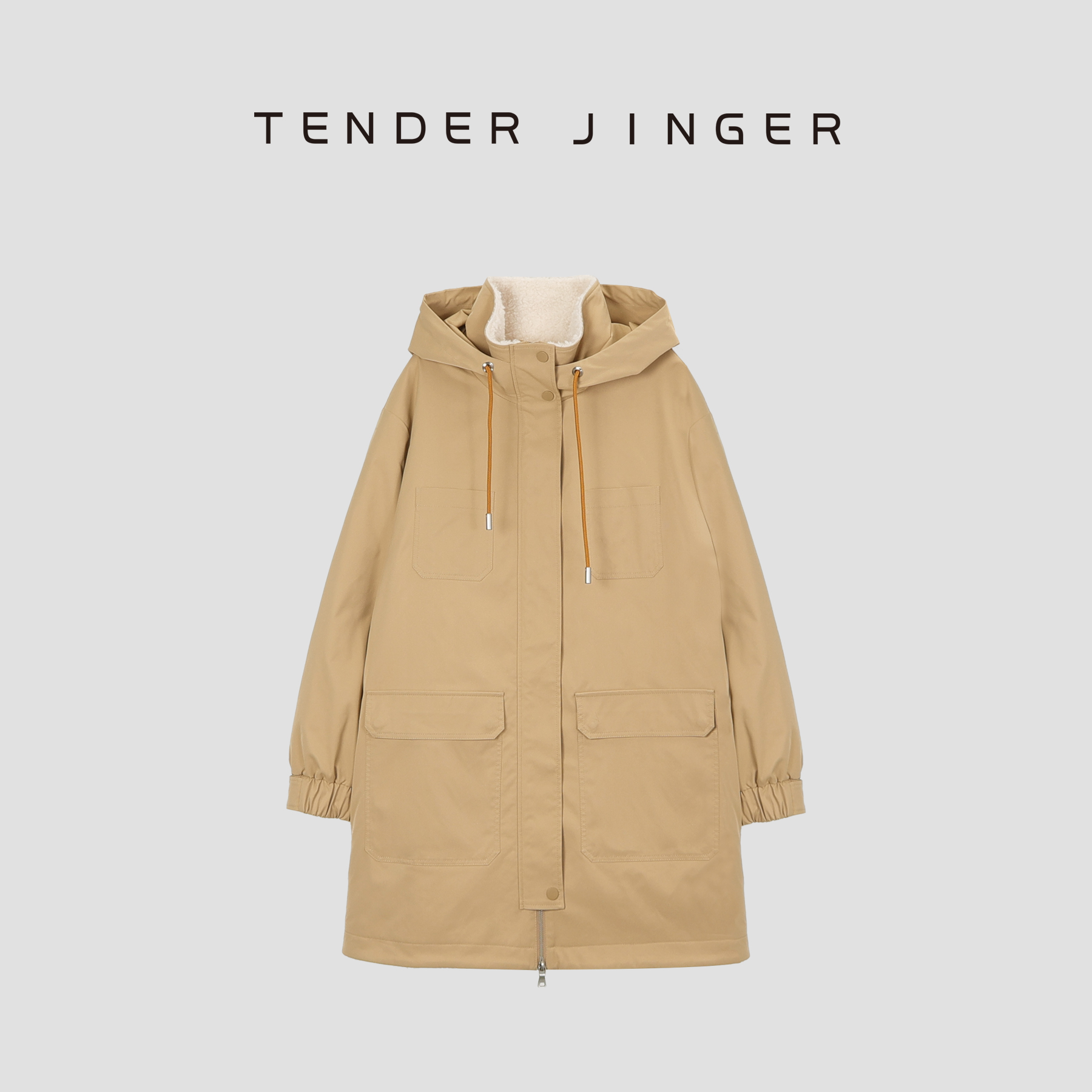 Tender Jinger【黑标】连帽立领羊毛派克服T44PXP79854