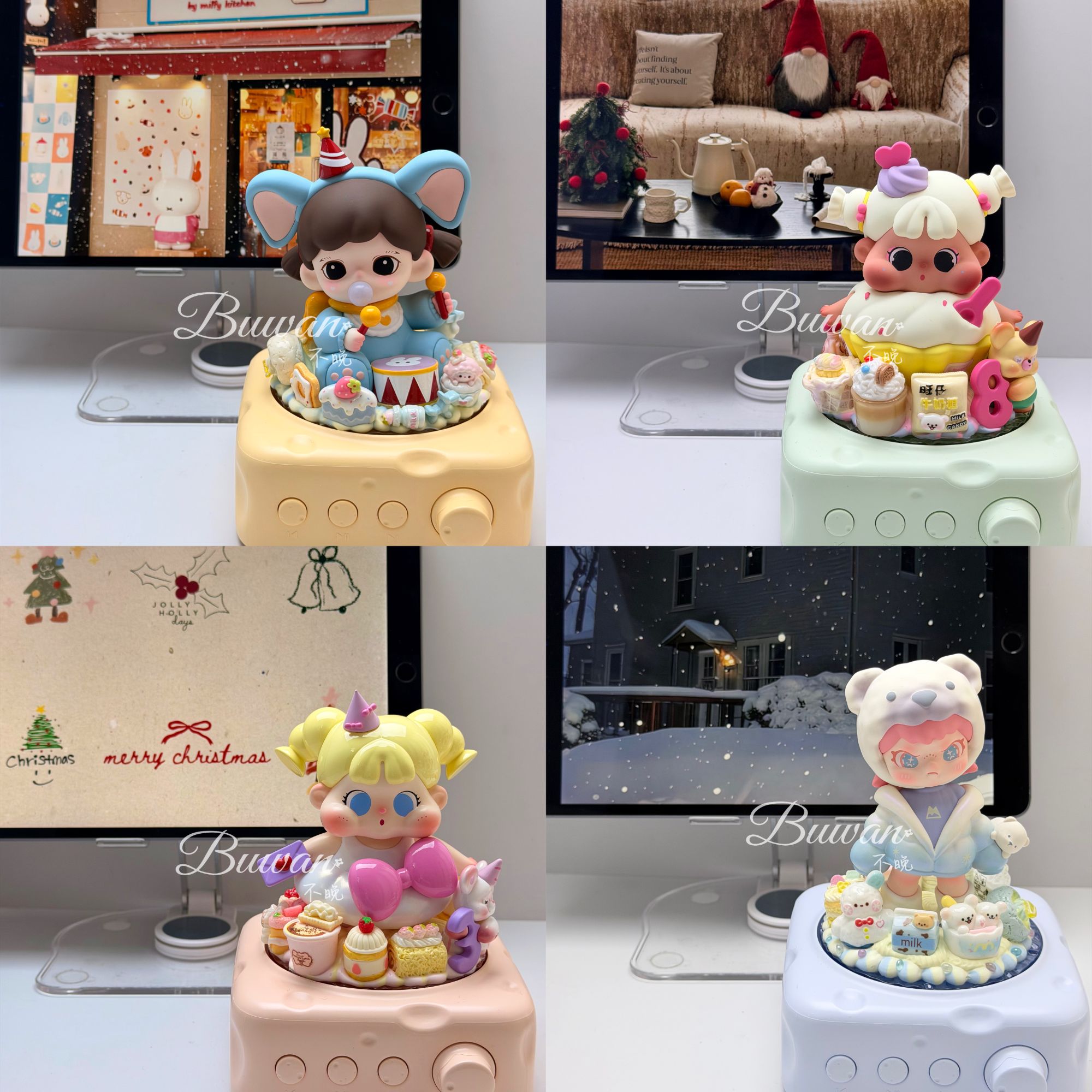 创意家用摆件蓝牙音响奶油胶旋转音响