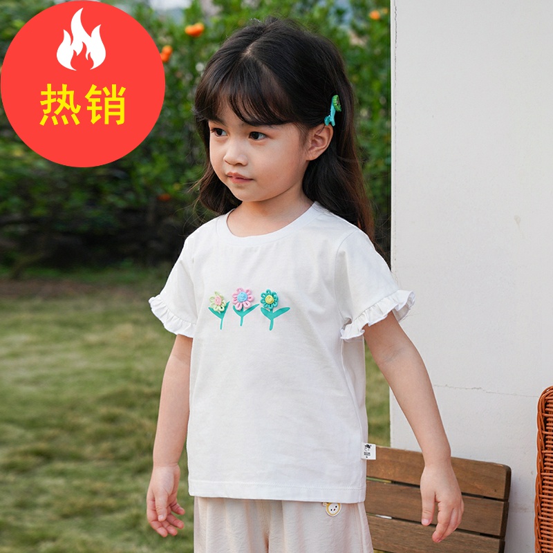 品牌女童短袖T恤夏季洋气儿童装公主风半袖上衣XGT43024
