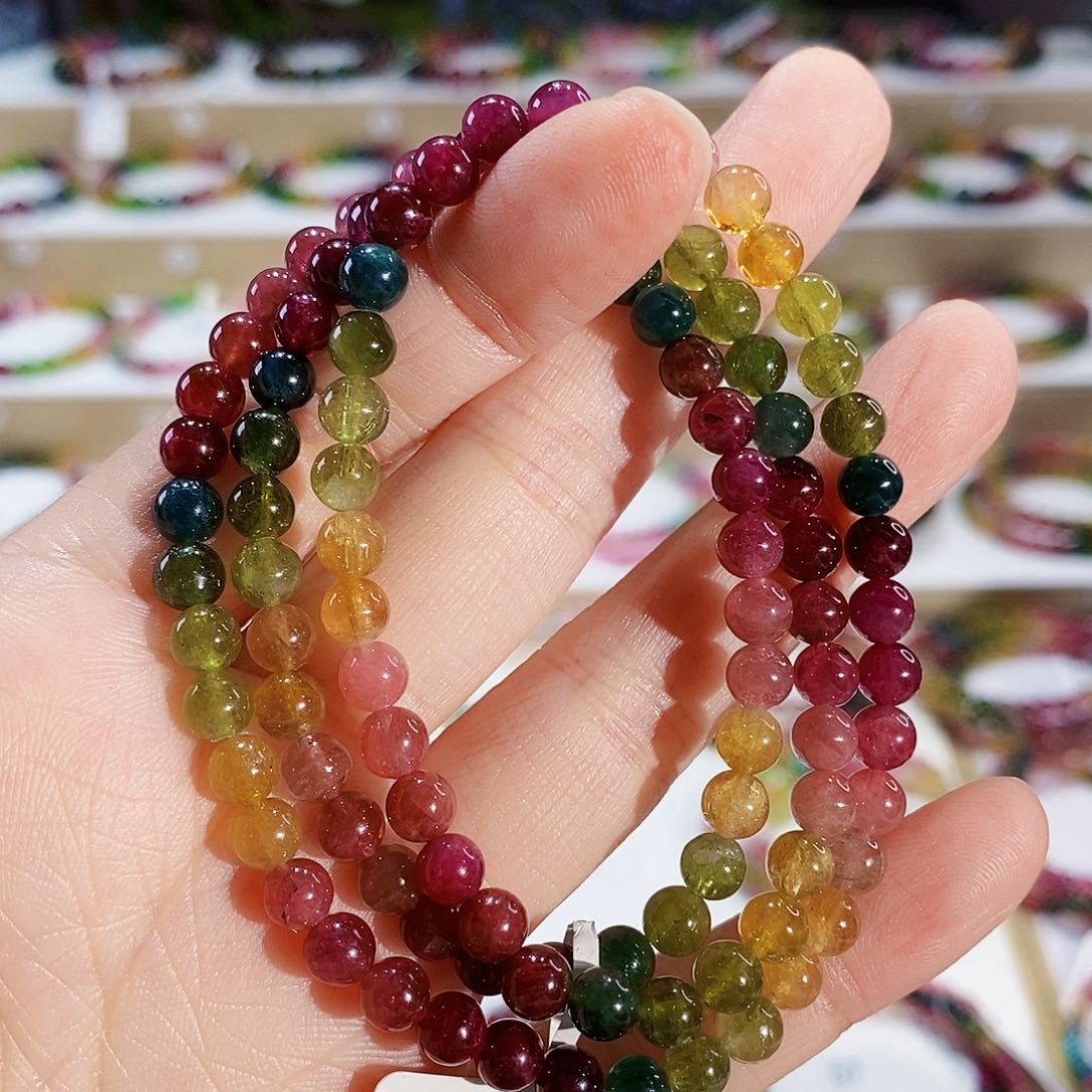 碧玺手链未镶嵌G2603三圈颜色微差