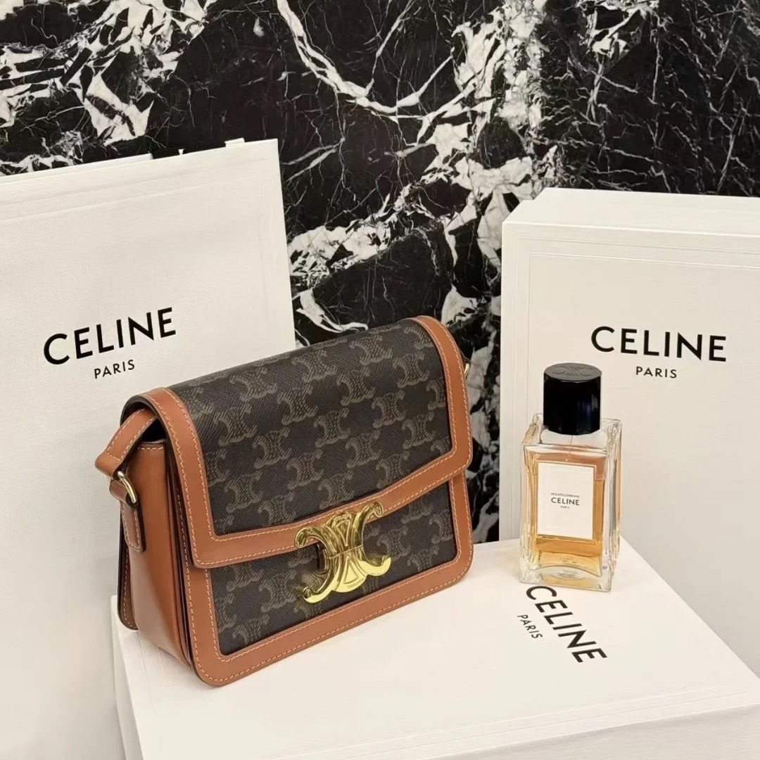 99新 Celine/思琳 Celine老花凯旋门斜挎包 25080116-01