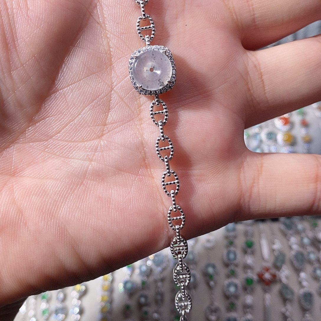 翡翠银S925镶嵌手链