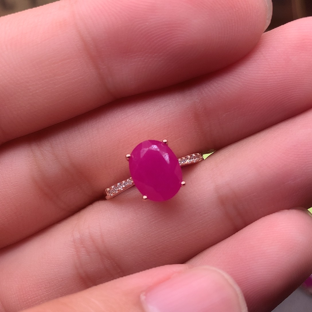 红宝石戒指银S925镶嵌