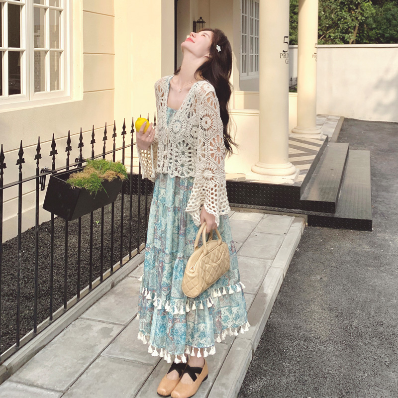 镂空开衫波西米亚风套装裙2025夏季新款海边度假风纯欲松弛感穿搭