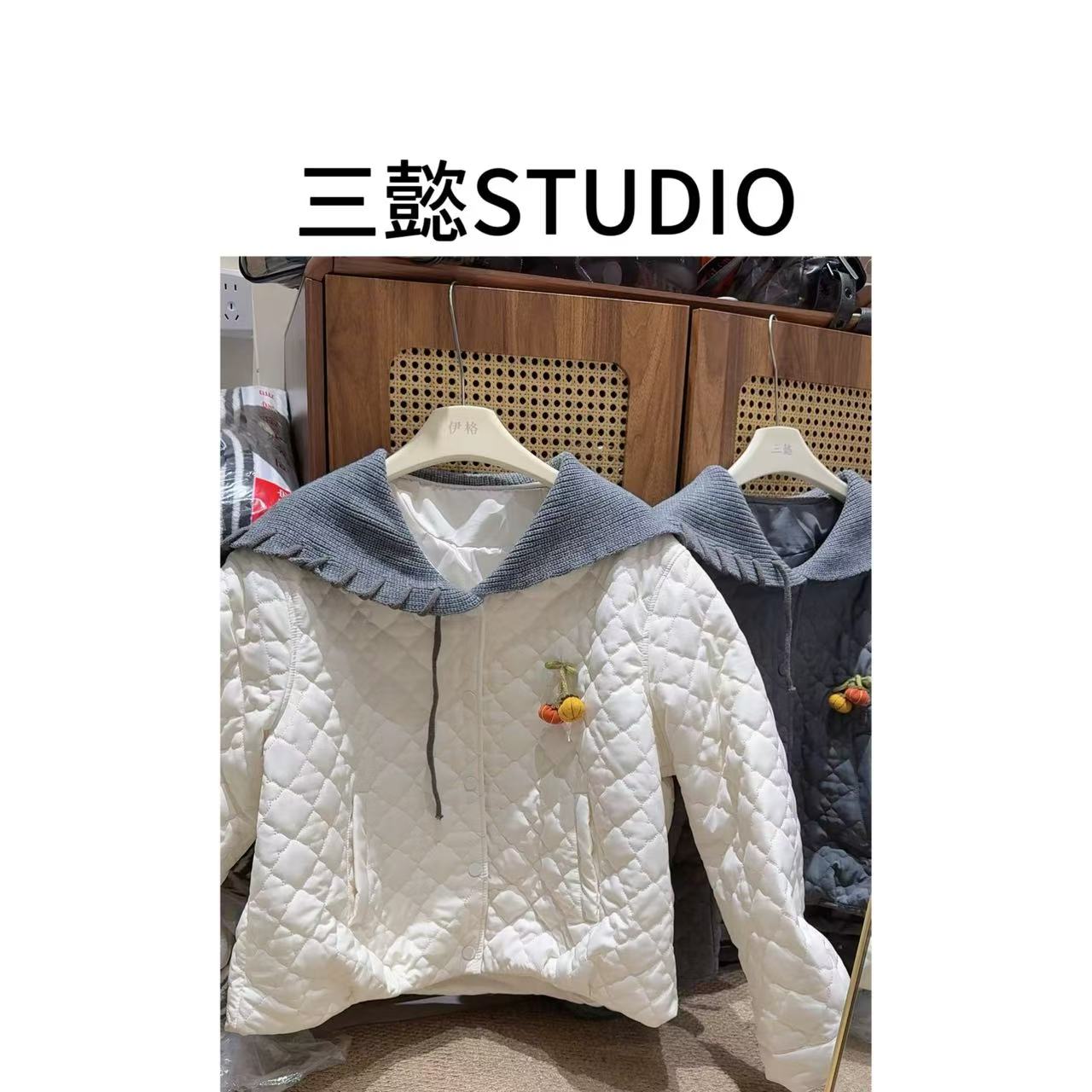【三懿服饰】秋季新款显瘦百搭立体肌理纹路长袖斗篷拉链外套8819