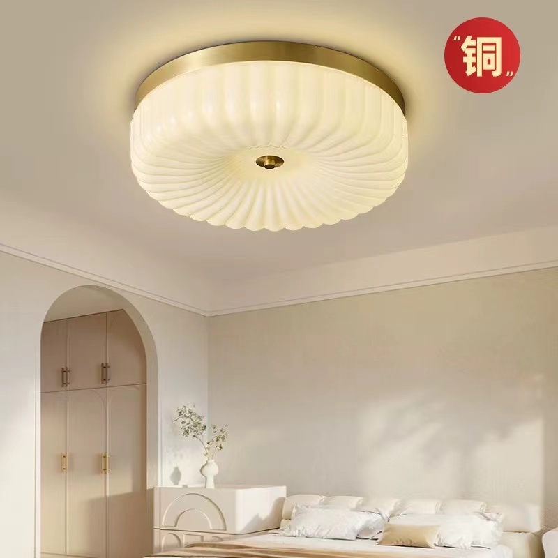 【静盏】全铜美式中古法式复古卧室吸顶灯设计师款奶油房间灯具