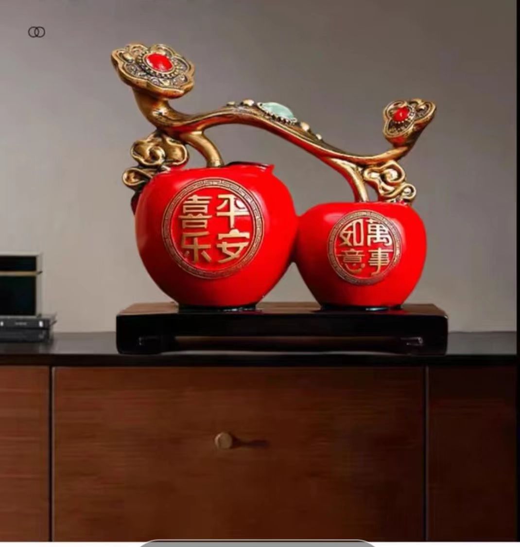 苹果摆件万事如意平安喜乐家居摆件新中式玄关客厅书房新房摆设