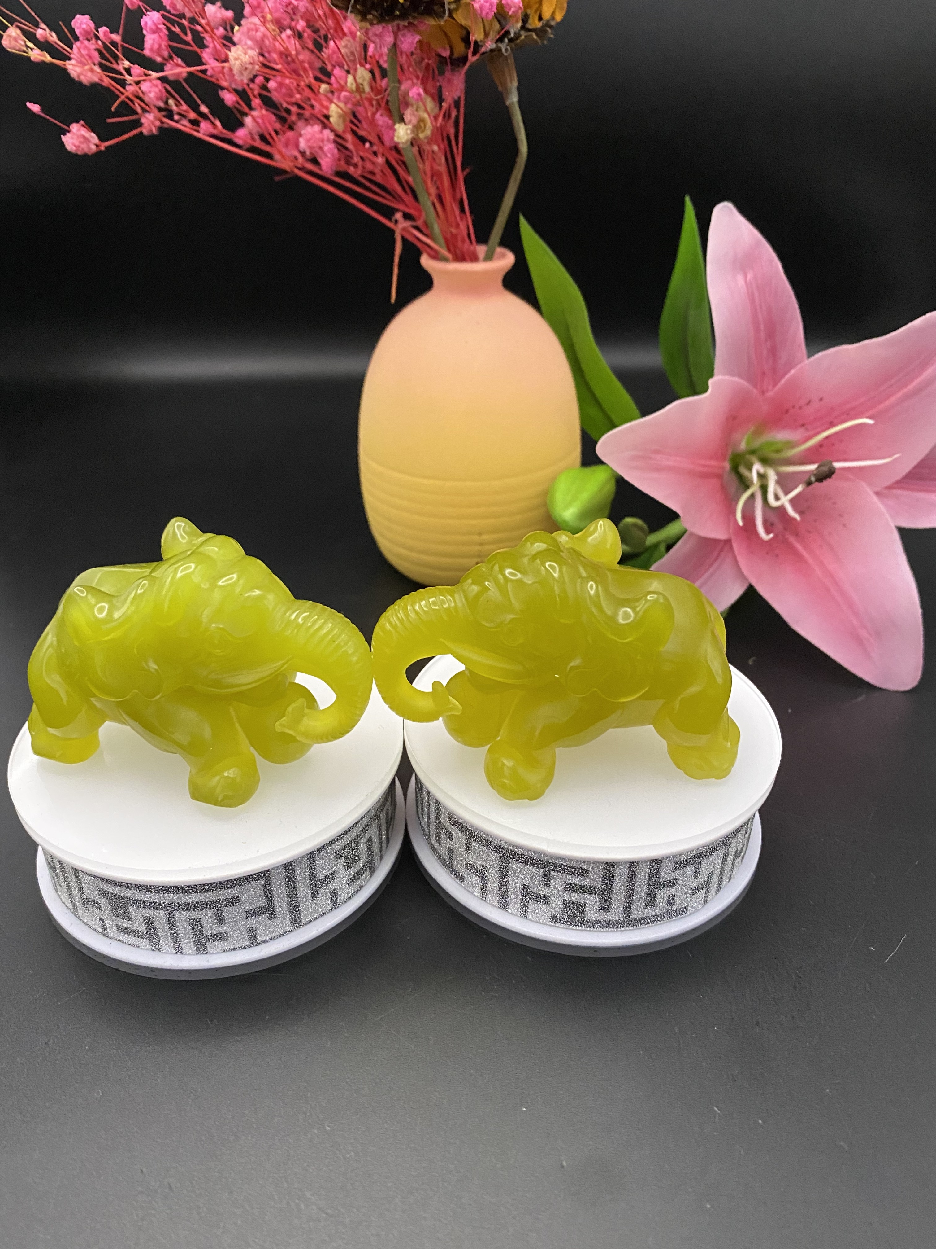 琮缘珠宝玉器纯天然岫玉手把件小摆件大象走向成功富贵吉祥