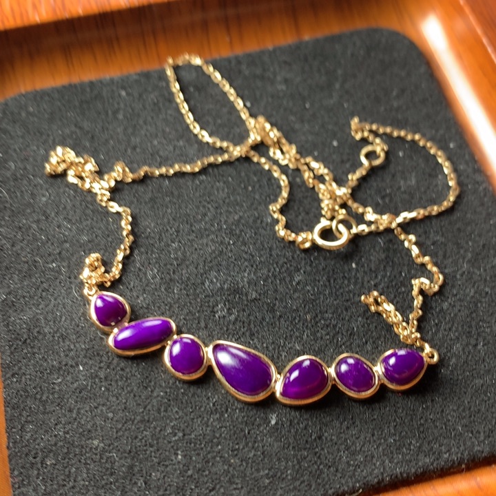 苏纪石（舒俱来）锁骨链18K金镶嵌