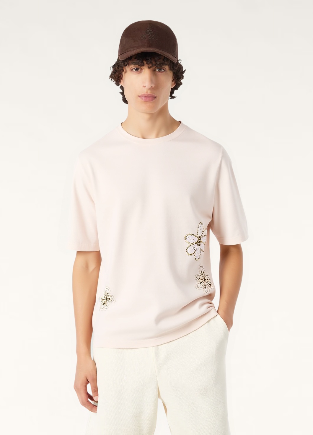 【断码SALE】 Fleurs zigzag”老钱风休闲商务针织花朵短袖T恤衫