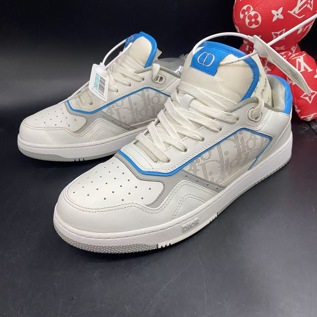 95新 DIOR/迪奥 白蓝B27老花时尚舒适板鞋42欧码ddm2089
