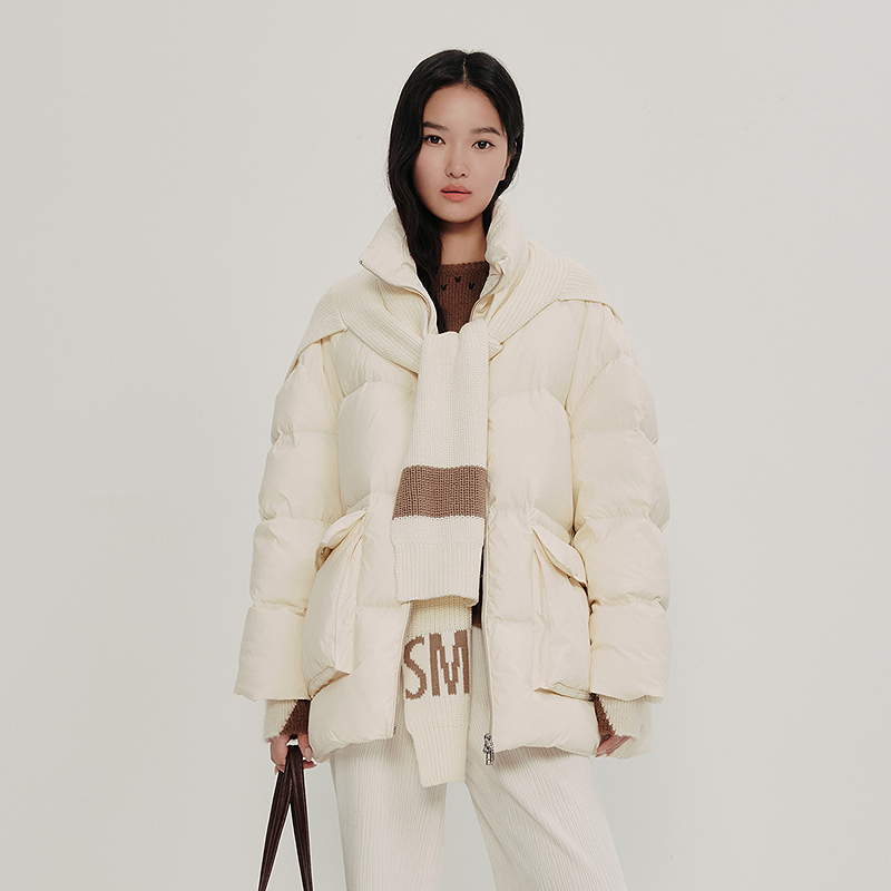 【轻羽系列】HPLY荷比俪冬披肩立领中长款鹅绒羽绒服HDF42560011