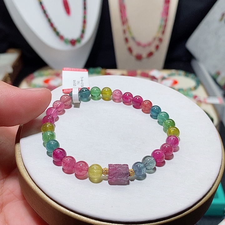 碧玺手链18K金镶嵌碧玺手链