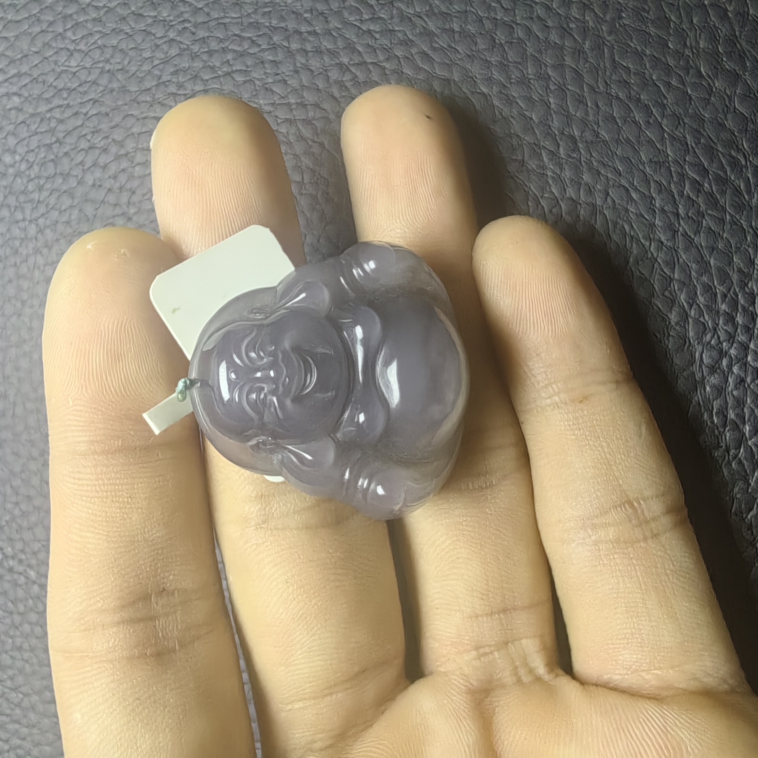 和田玉烟紫色的弥勒佛吊坠