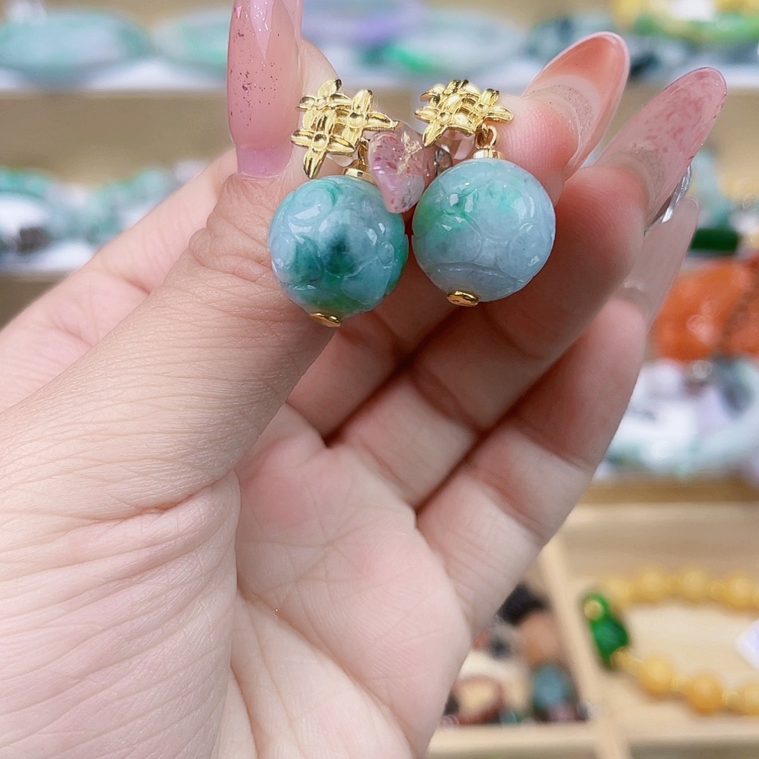 翡翠未镶嵌手链耳坠