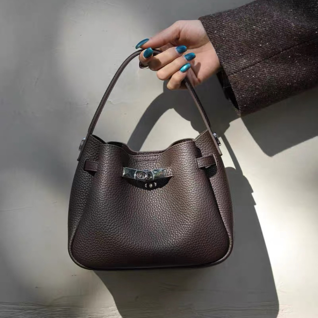 2025新款时尚百搭手提包女潮流轻奢高级感荔枝纹网红包牛皮68941