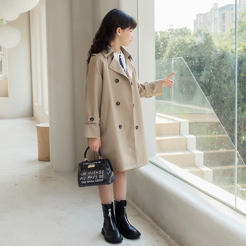 女童风衣外套2025春秋装新款儿童外套洋气亲子装中大童装长款大衣