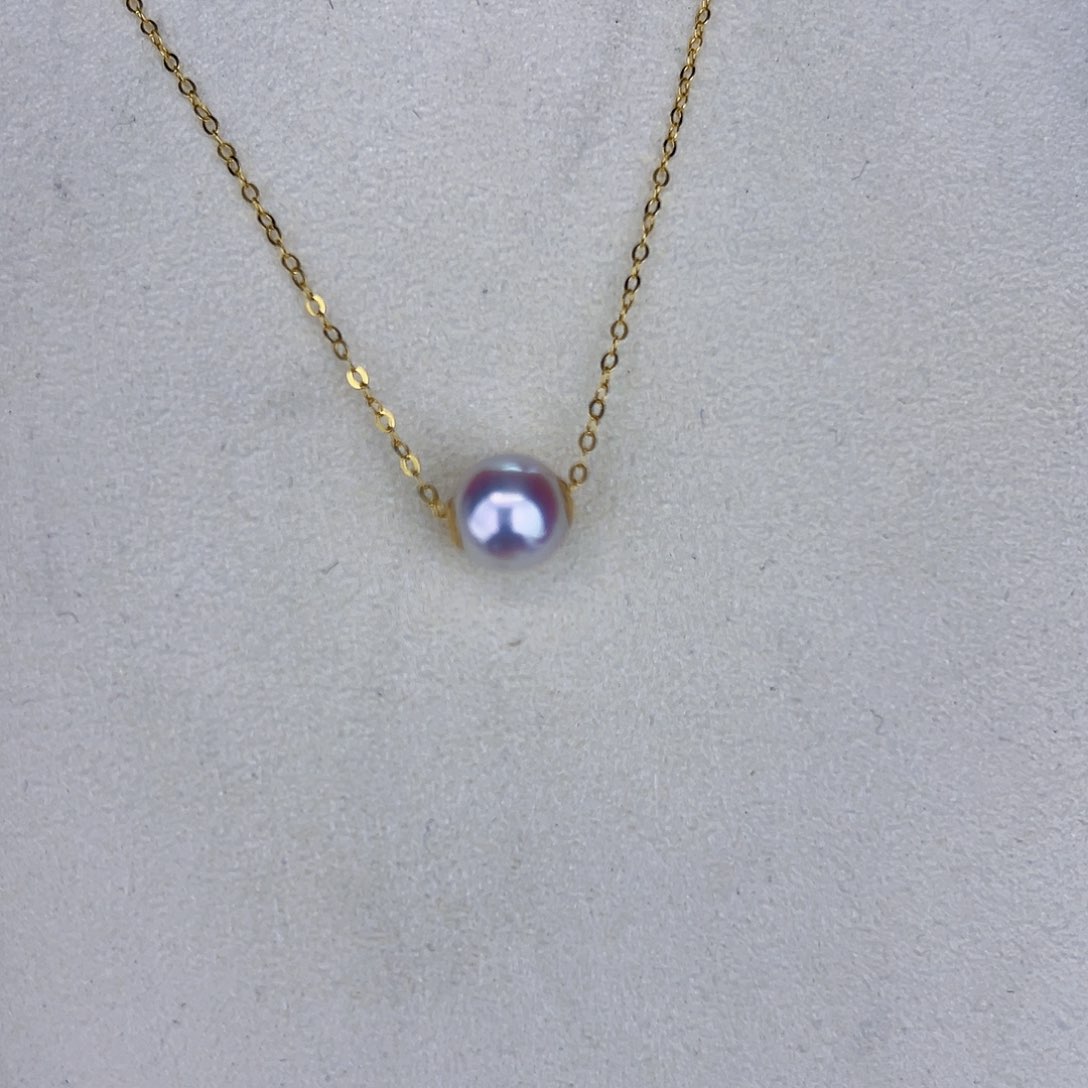 海水珍珠海水akoya路路通吊坠7-8mm银S925镶嵌