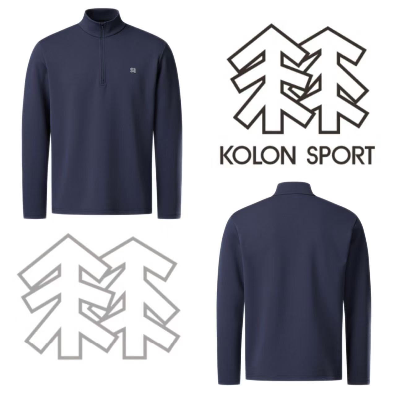 可隆/KOLON SPORT 25秋冬新款半拉链长袖T恤加绒厚款立领保暖舒适