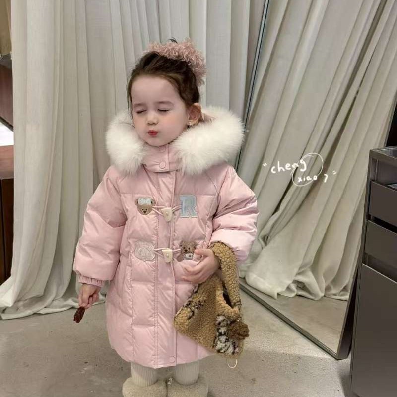 【橙小七】（现货）25年冬款女童小熊冬季洋气羽绒服90-130（XQ55536）