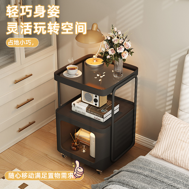 金属床头柜简约可移动小边几家用卧室铁艺床头置物架床边柜侧边柜