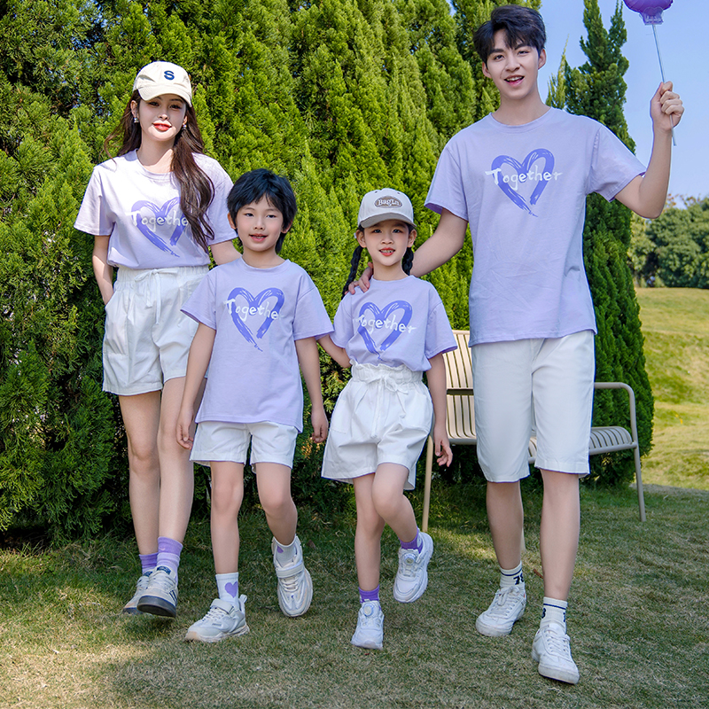 亲子装夏装一家三口四口母女2025新款夏天母子t恤短袖套装高级感