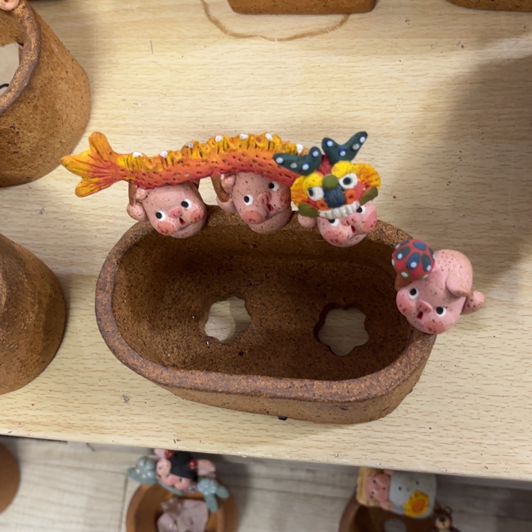 -***-泥塑古镇炻陶花盆