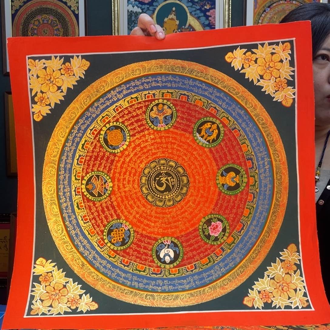 卷轴画手绘唐卡 50厘米六字