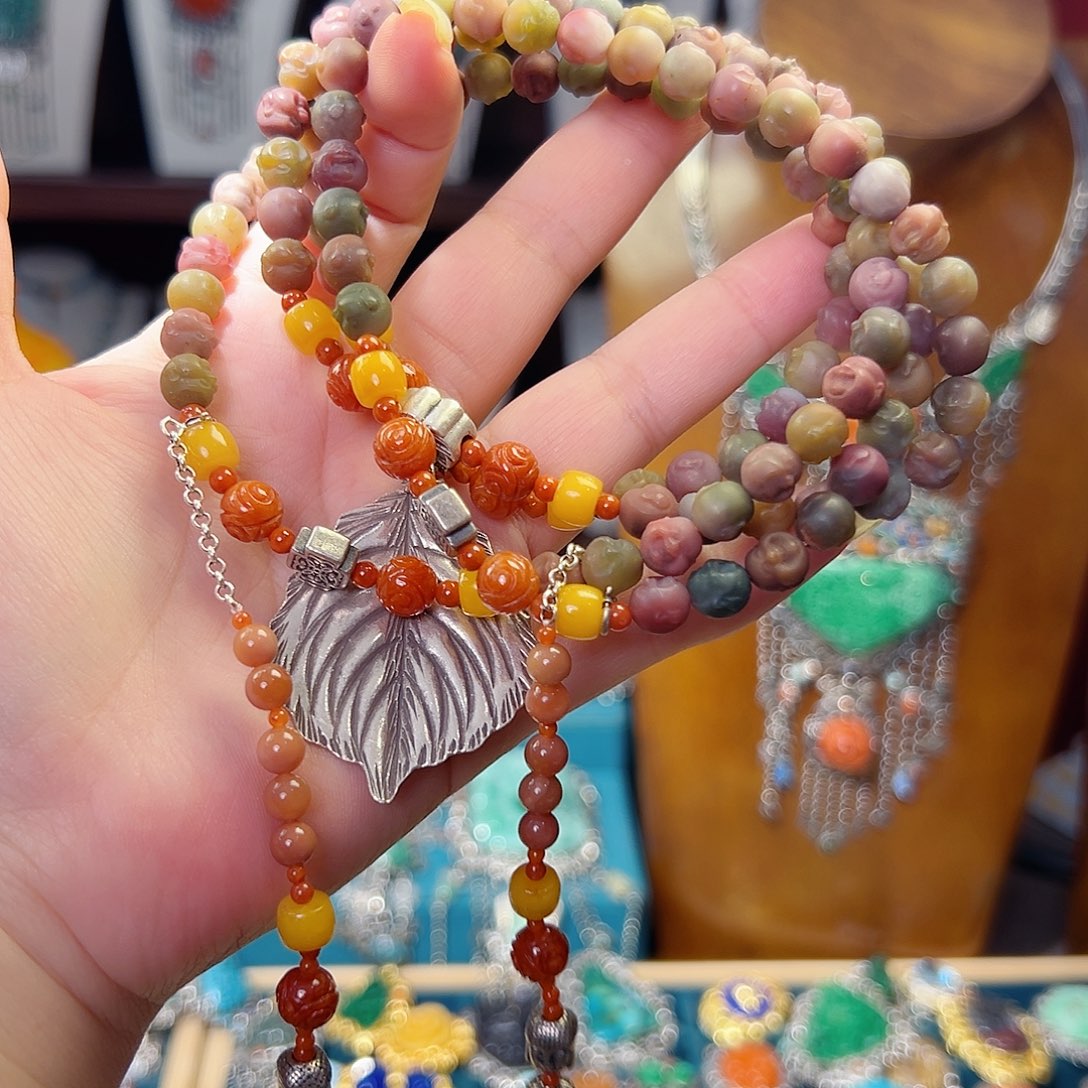 玛瑙未镶嵌颈饰108项链