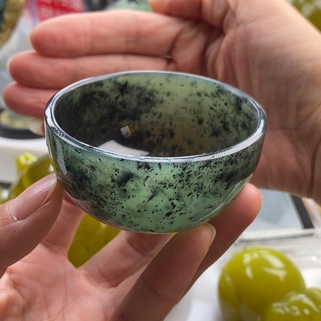 岫玉未镶嵌四大名玉茶杯60cc