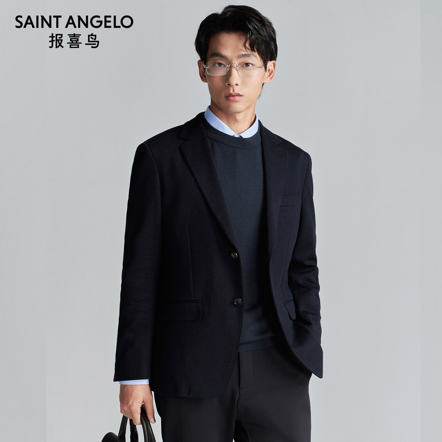 【运动西服】报喜鸟秋季新款男士商务休闲单西便西时尚外套蓝色男