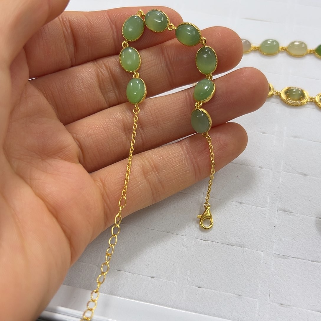 和田玉手链颜色多样性发货拍一发一银S925镶嵌L***n