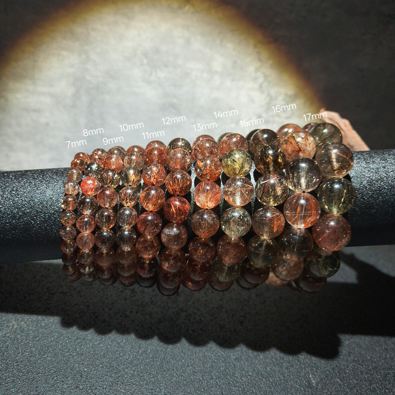 【黑胖珠宝】H0148 天然水晶黑金超单圈手串多样性发其一