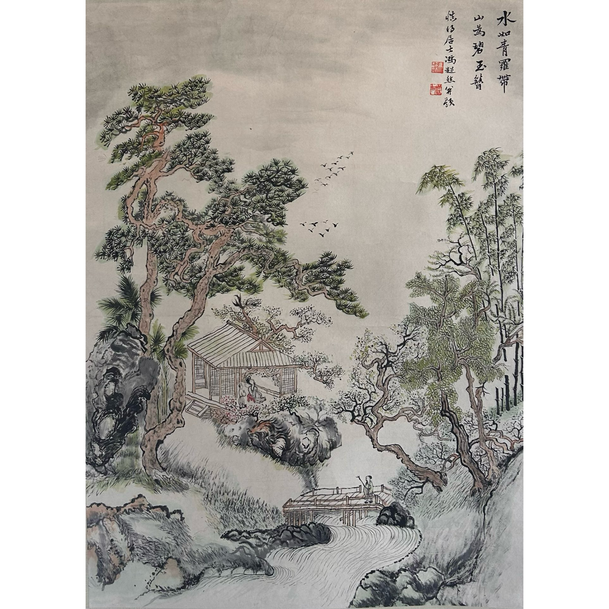 114冯老师 山水 纸本设色立轴90×65cm