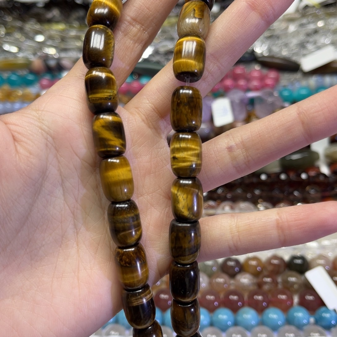 玛瑙/玉髓散珠天然虎眼卡10.5长条38厘米