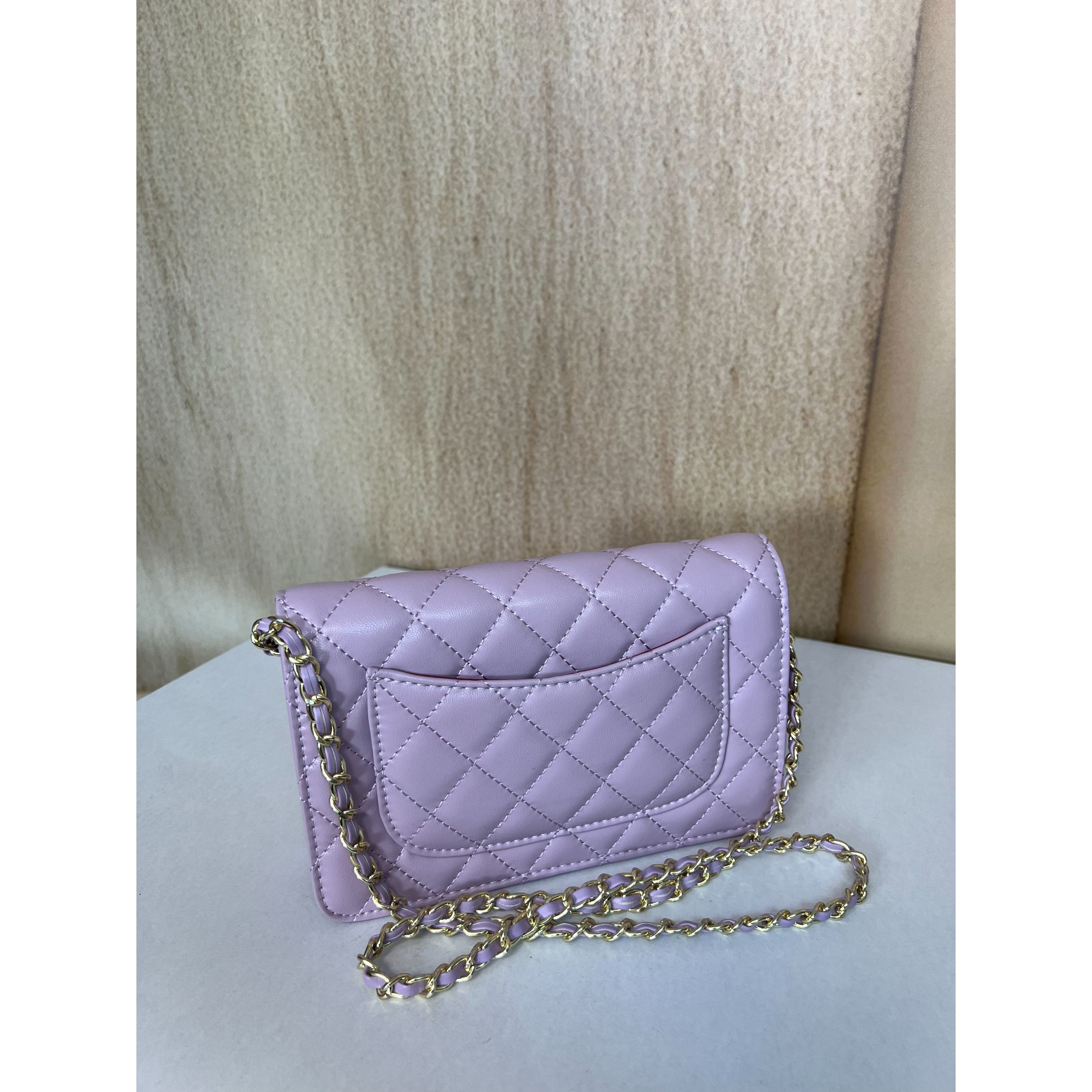 TOLEX2025新款手工时尚百搭卧女包菱格链条紫色