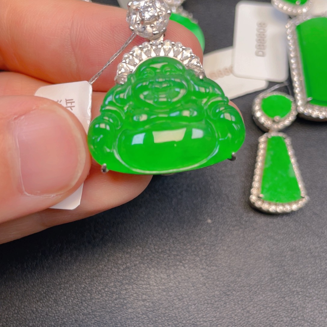 吊坠(不含链)银S925镶嵌翡翠