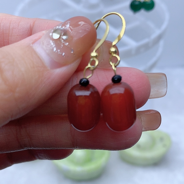 玛瑙/玉髓合金耳坠