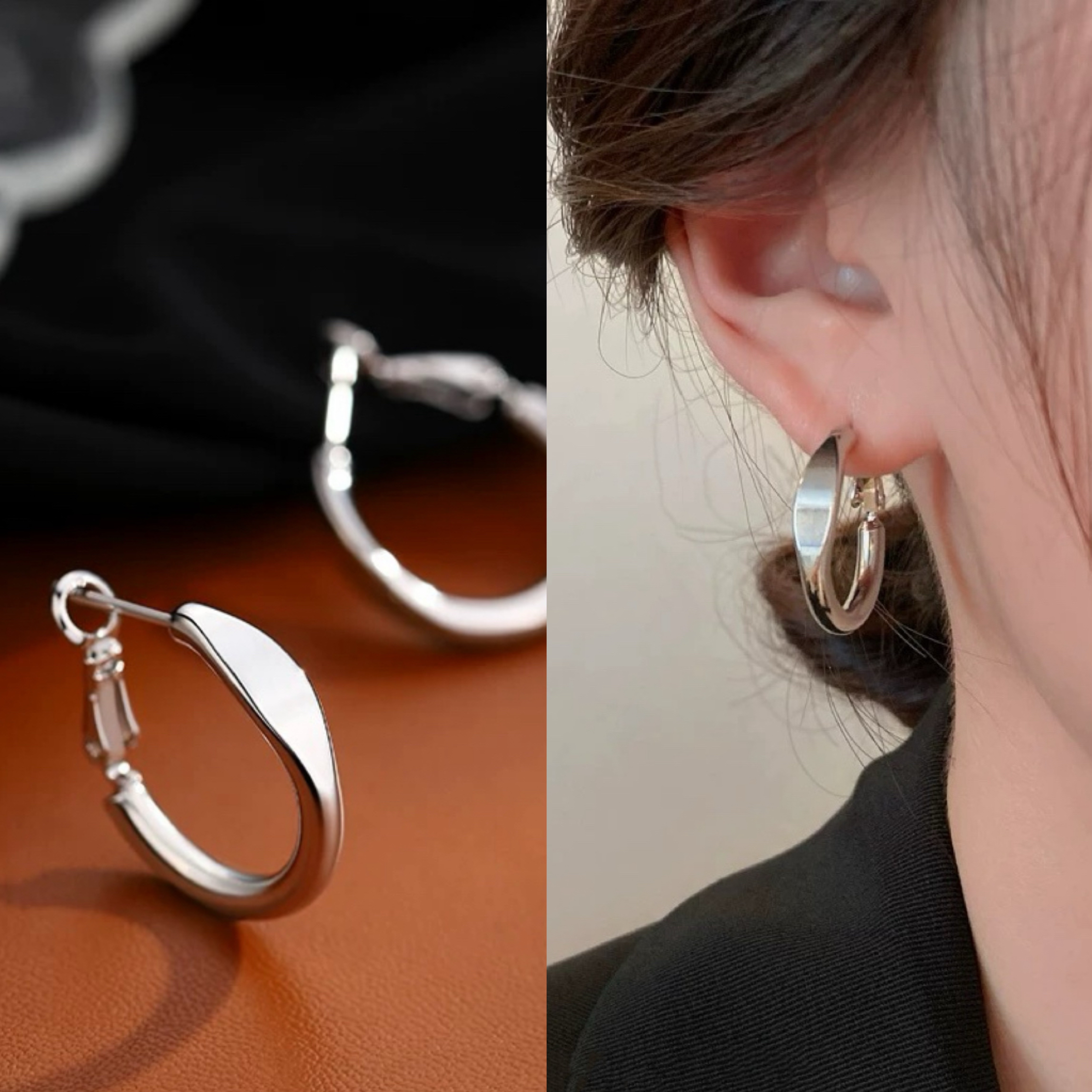 合金耳饰 素圈耳环简约小众圆圈耳钉冷淡风耳饰3156
