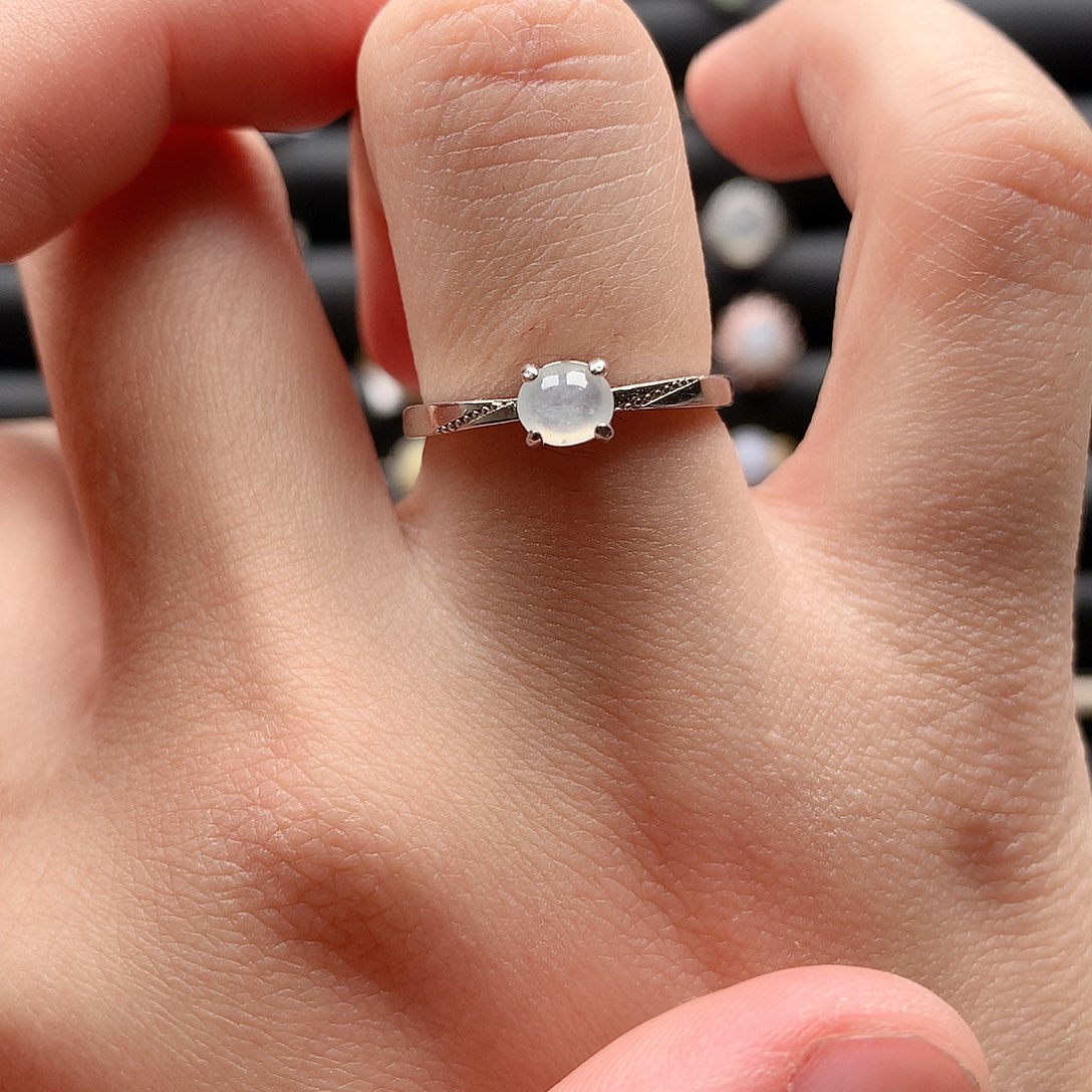 翡翠戒指银S925镶嵌0120