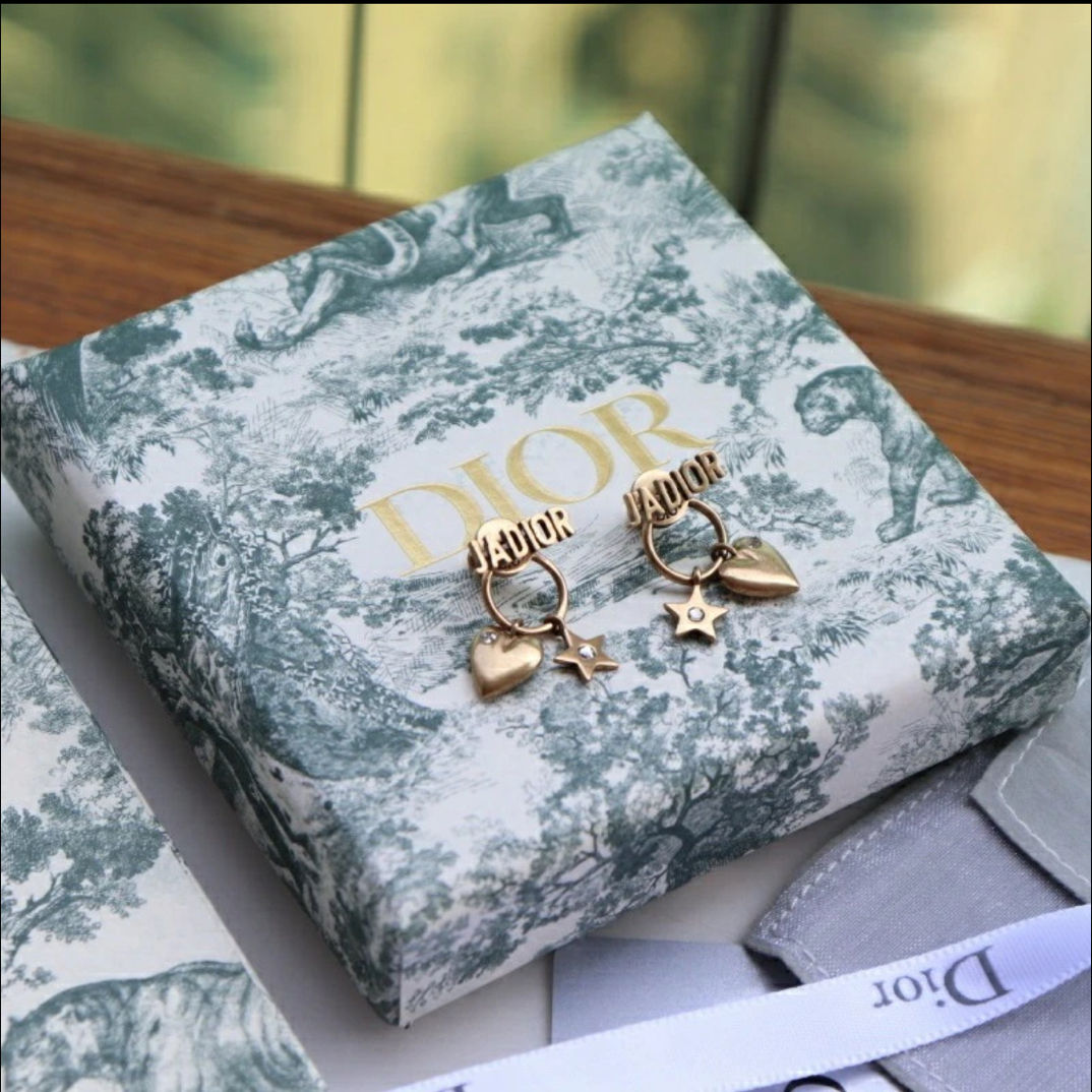 99新 DIOR/迪奥 迪奥爱心星星做旧风耳钉 21060088-03