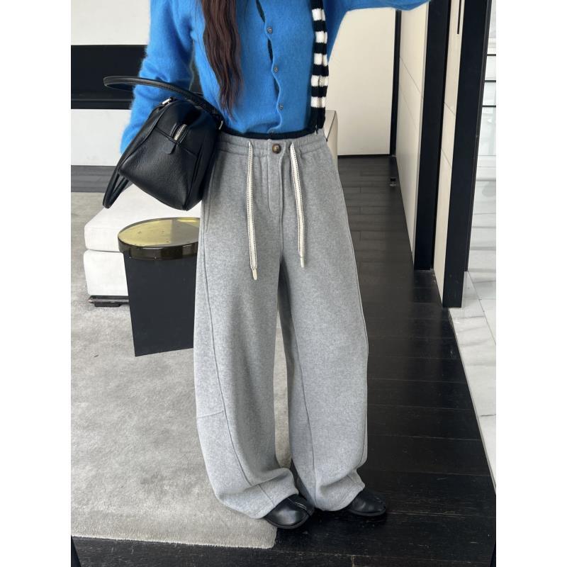 现-[捡漏休闲裤]美式加绒甜酷弯刀裤阔腿显瘦羊毛裤LD-3419