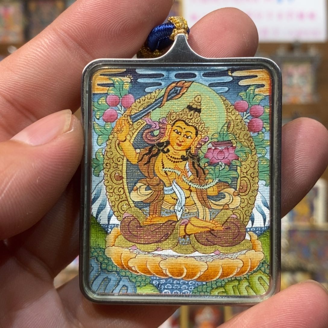 吊坠纯手绘唐卡文殊福利