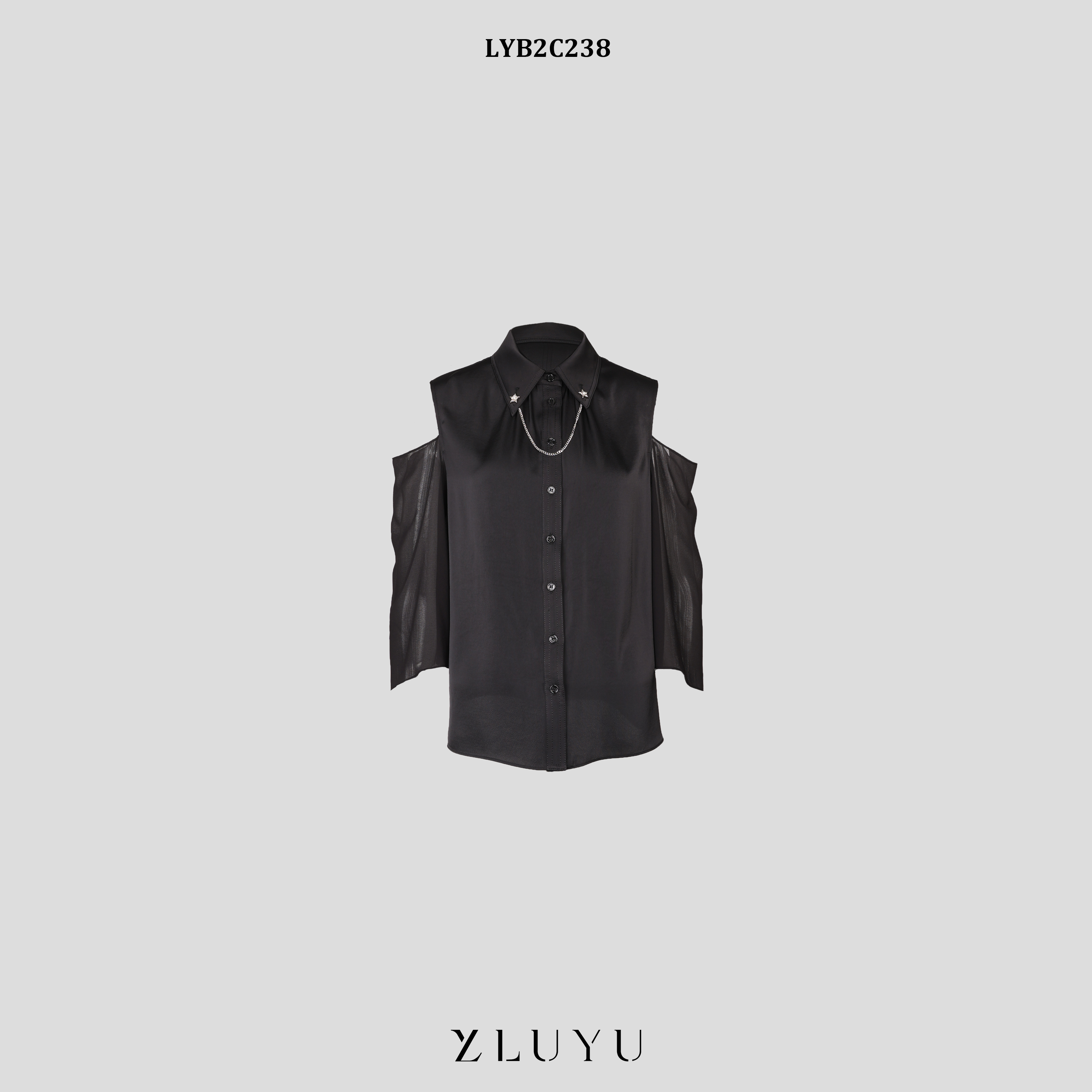LUYU/鲁遇设计师款春夏款上新轻奢时尚百搭女装黑色衬衫LYB2C238