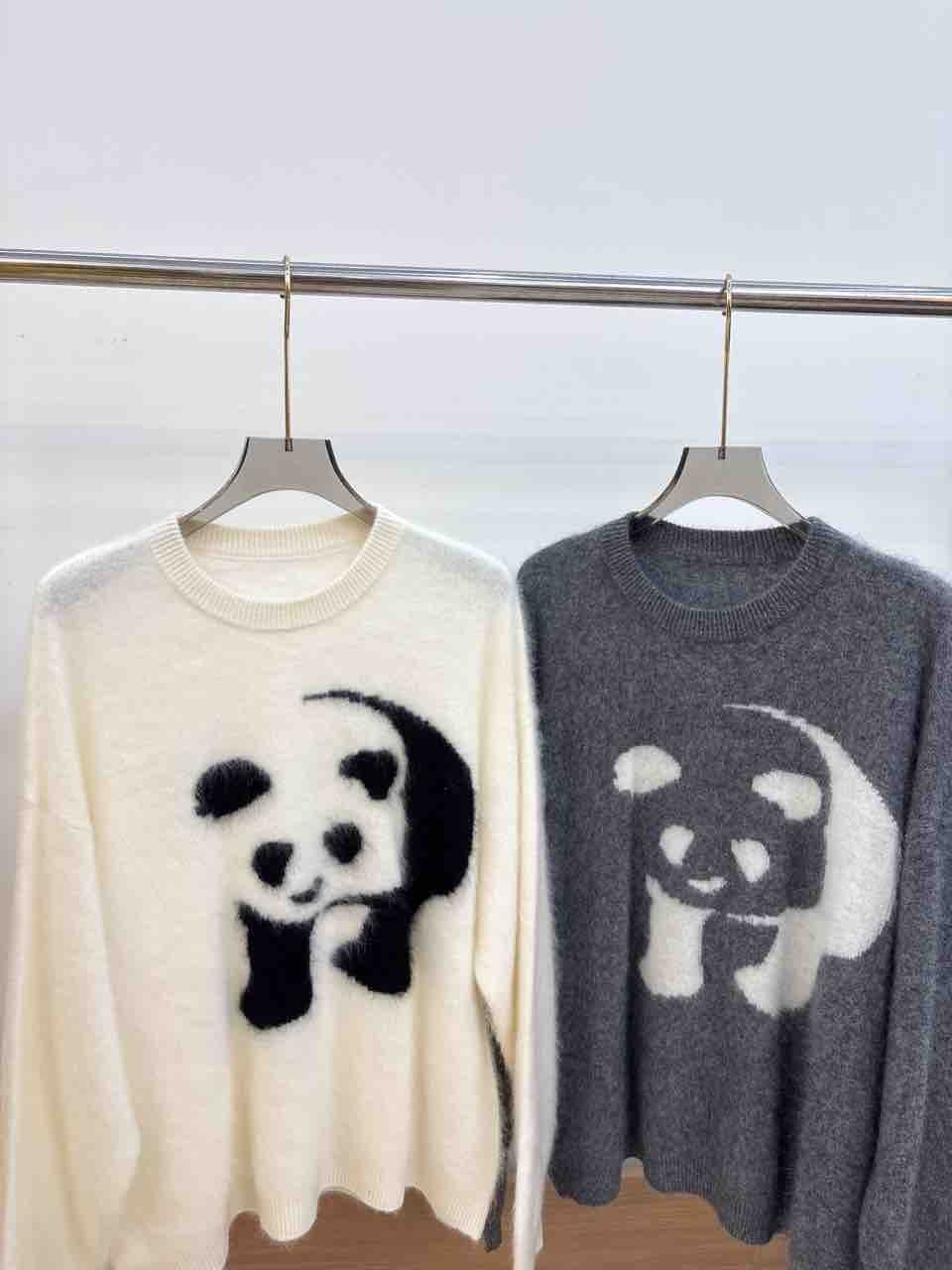 圆领拼接毛针织衫复古黑色针织衫上衣卡通网红冬季