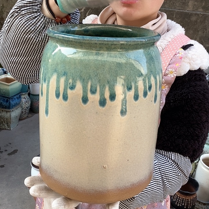 紫砂花盆瑕疵口17高26