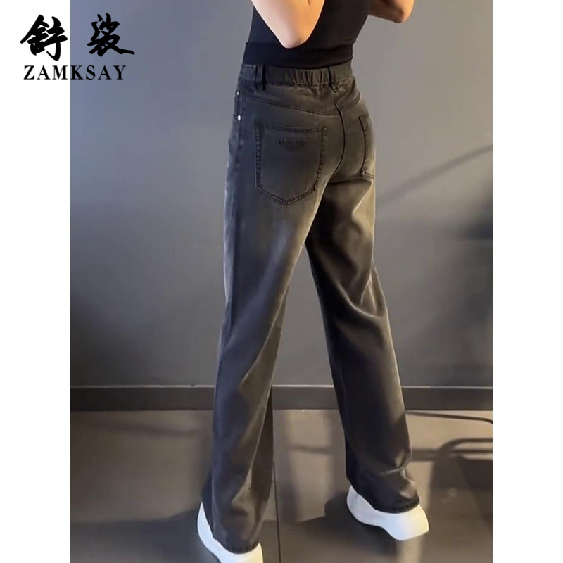 秋季潮牌男装轻奢男士牛仔裤子春秋宽松显瘦时尚潮流设计感阔腿裤