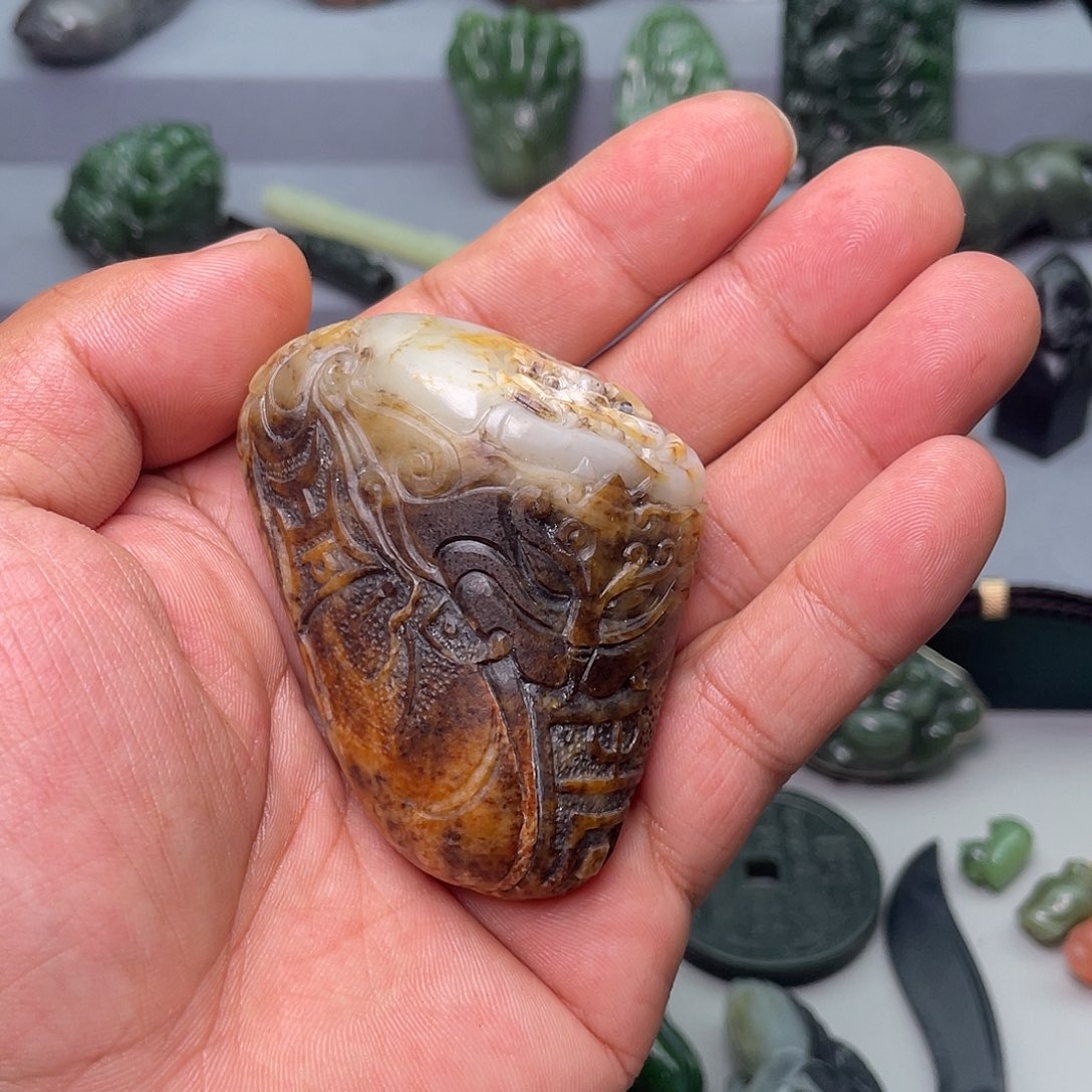 和田玉未镶嵌挂件民****6