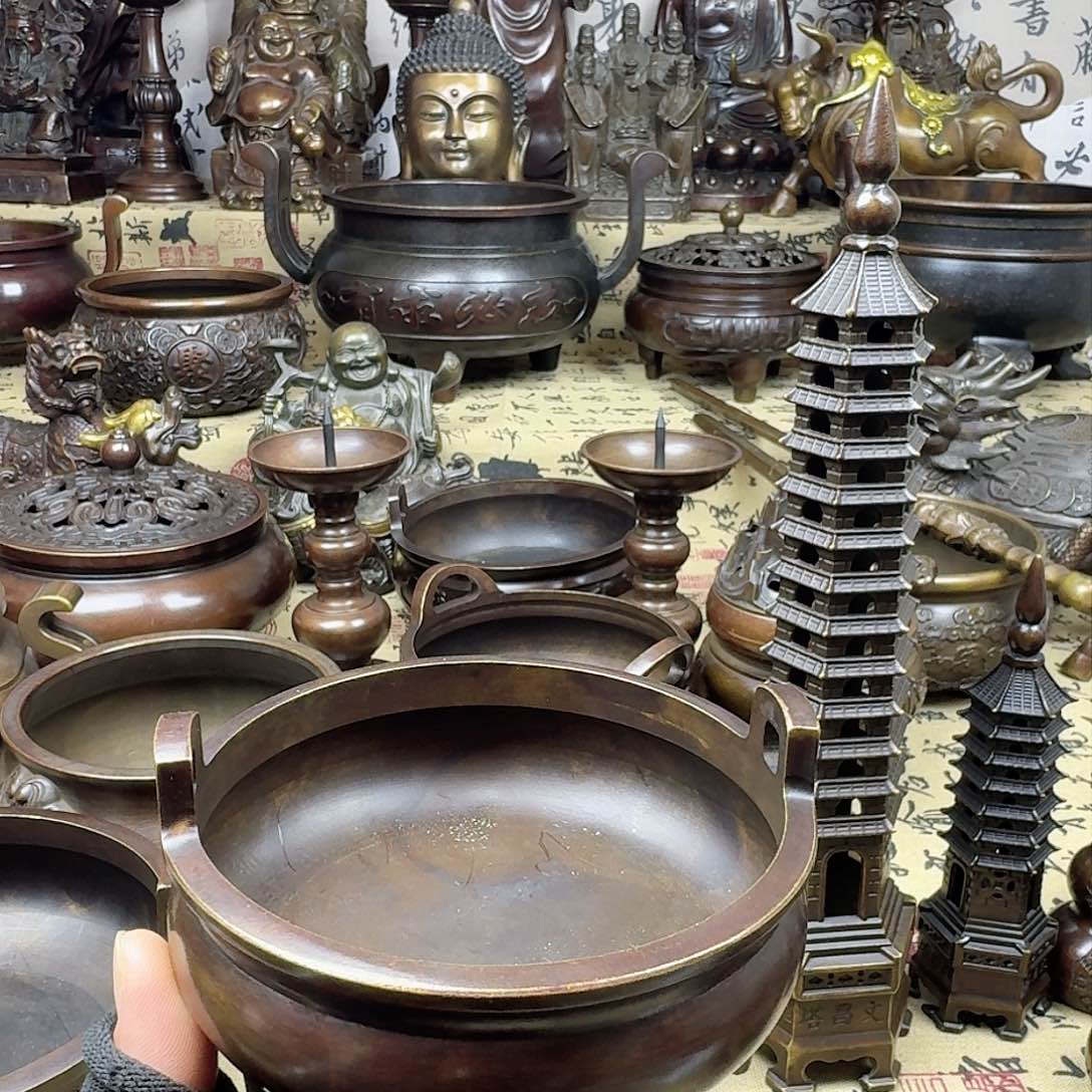 12直耳炉家用供香炉纯铜工艺品摆件