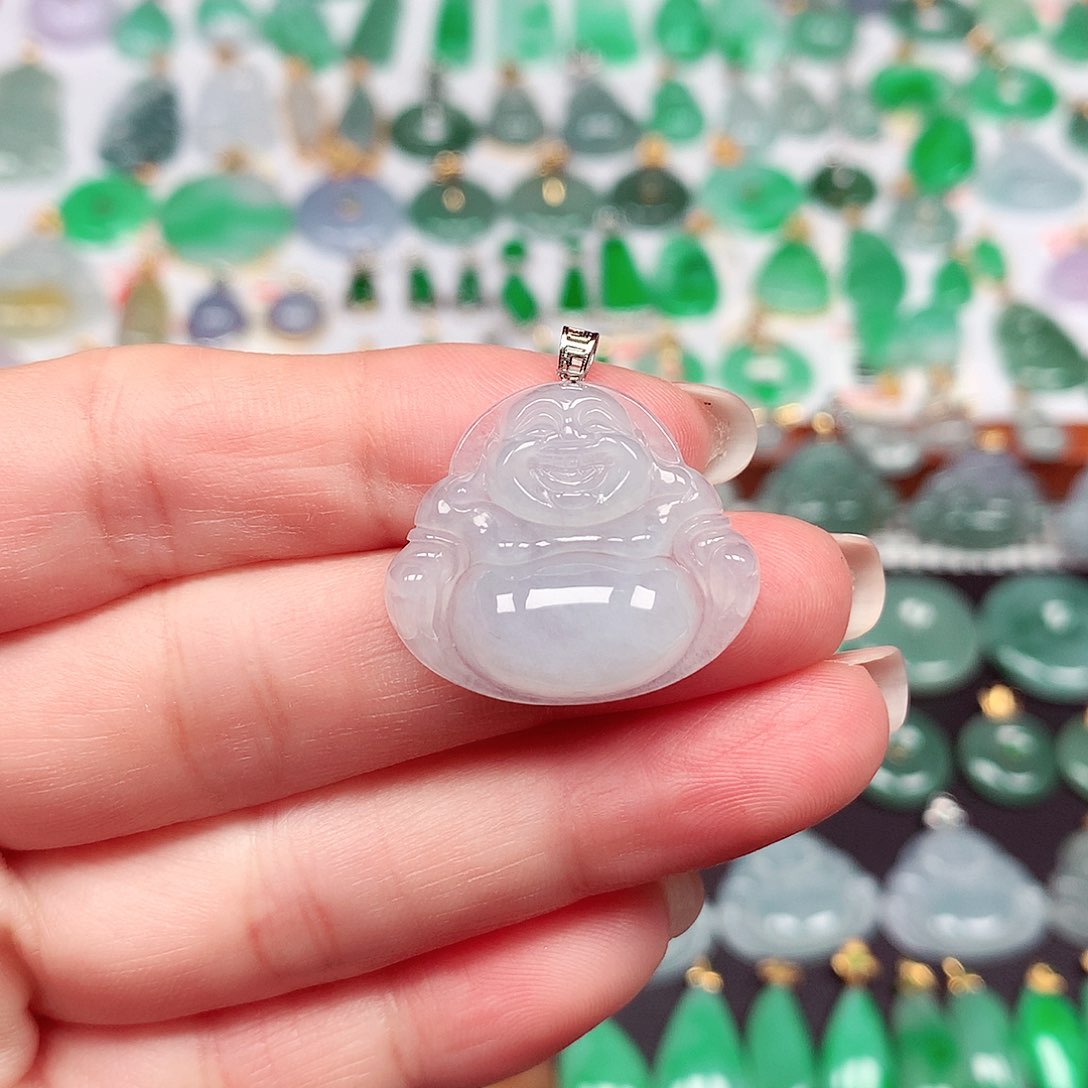 翡翠颈饰18K金镶嵌天然翡翠A货